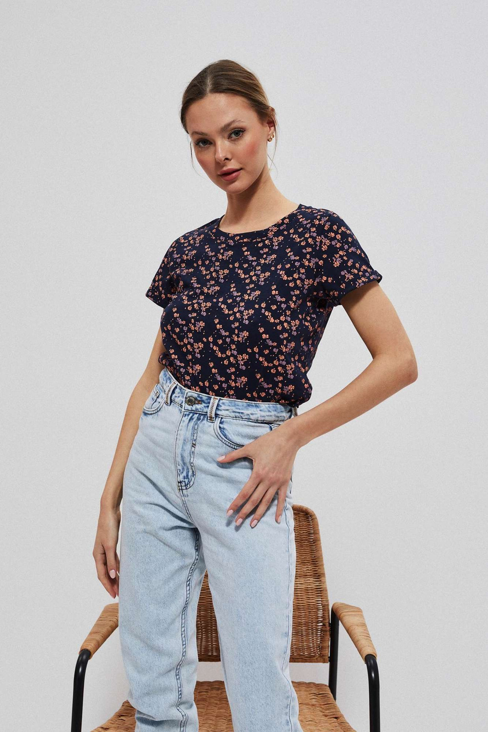 Blouse with a small floral print