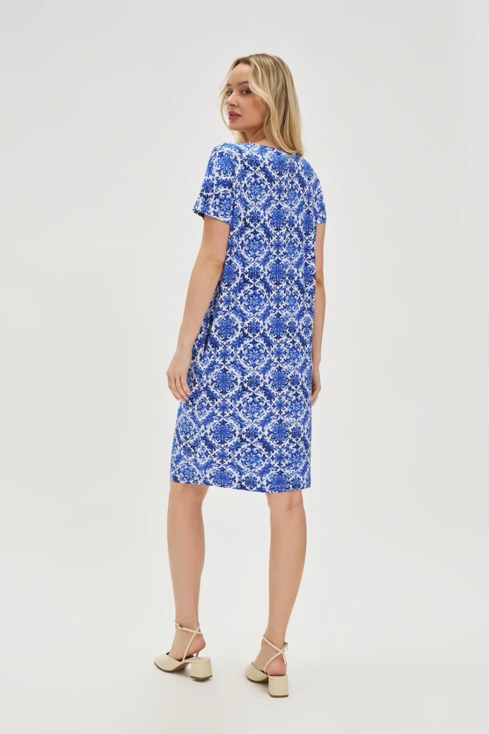Marisse Patterned Blue Dress