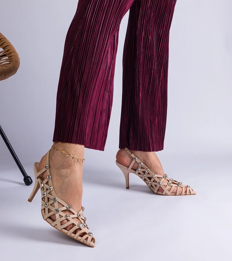 Gemre Sandale bej cu pietre Ellania