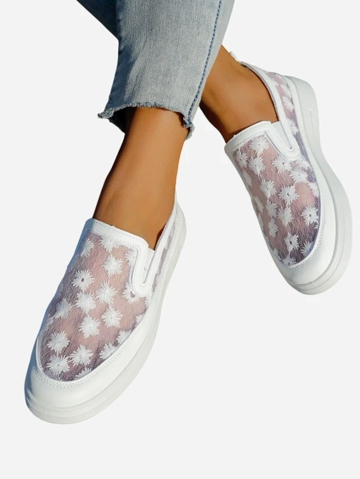 Resti Women's mesh moccasins with flowers Emzos