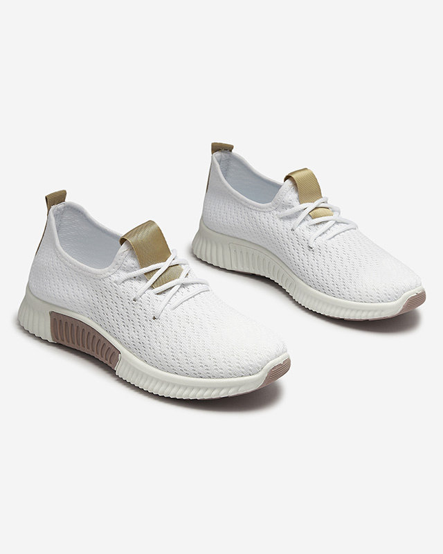 Resti White women&#039;s sports shoes with brown inserts Kedeti - Footwear