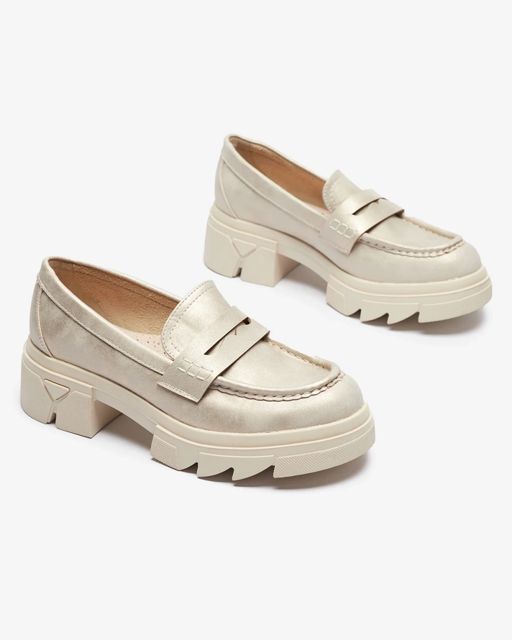 Resti Gold women's eco leather moccasins Sepop- Footwear