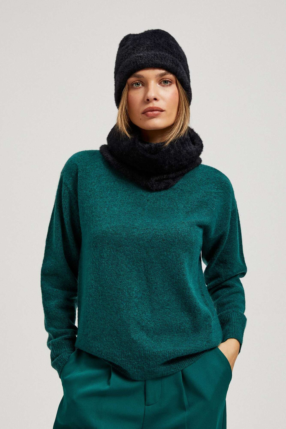 Marisse Warm Fur Hat, Black