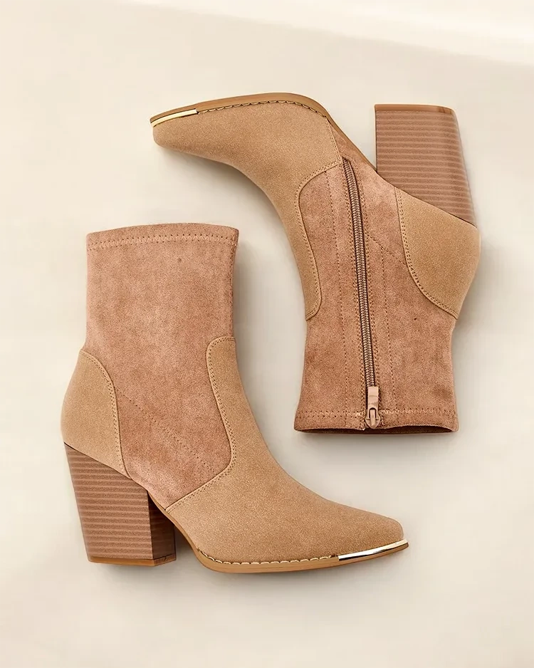 Resti Women's eco-suede ankle boots on a post Gris