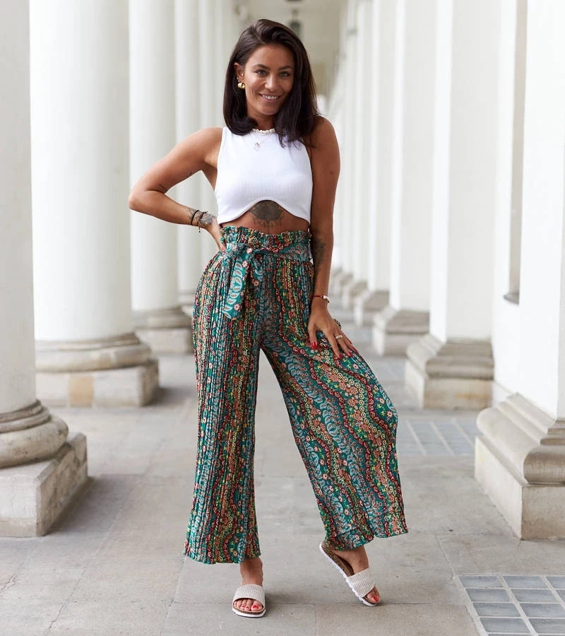 Gemre Pantaloni cu pliuri largi verzi Archimede