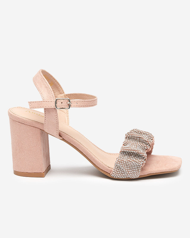 Resti Pink women's sandals on a post with cubic zirconias Trieste - Footwear