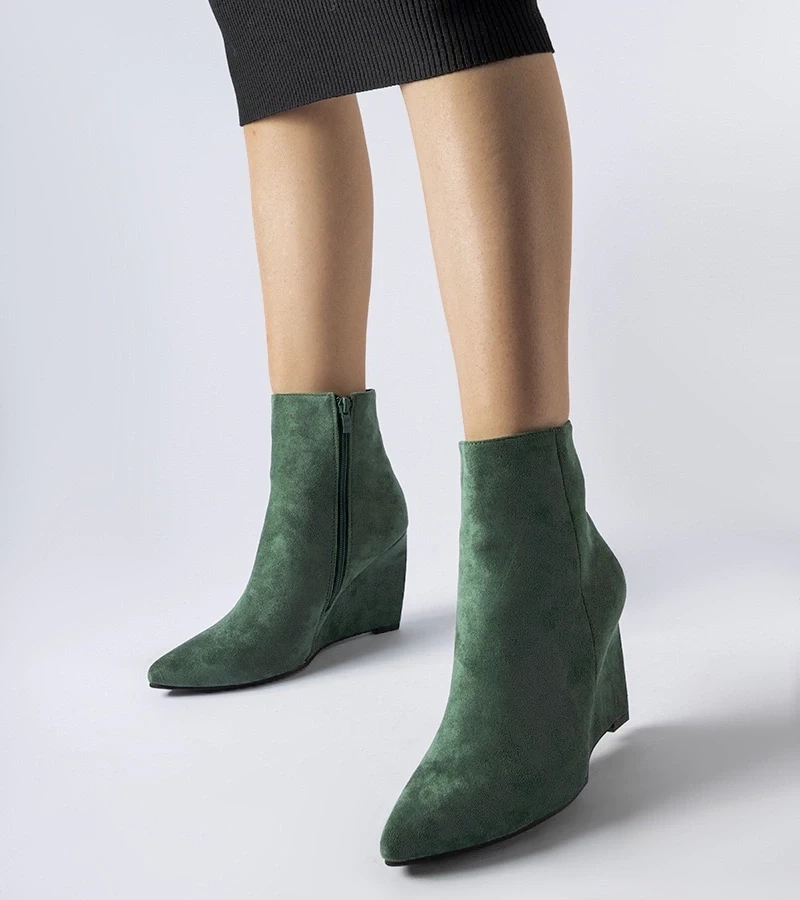 Gemre Botine verzi cu vârf ascuțit și talpă înaltă Aprutino