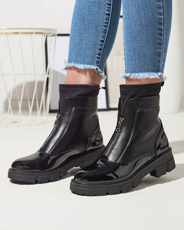 Resti Women&#039;s boots with a zipper in the middle in black Elibe- Footwear