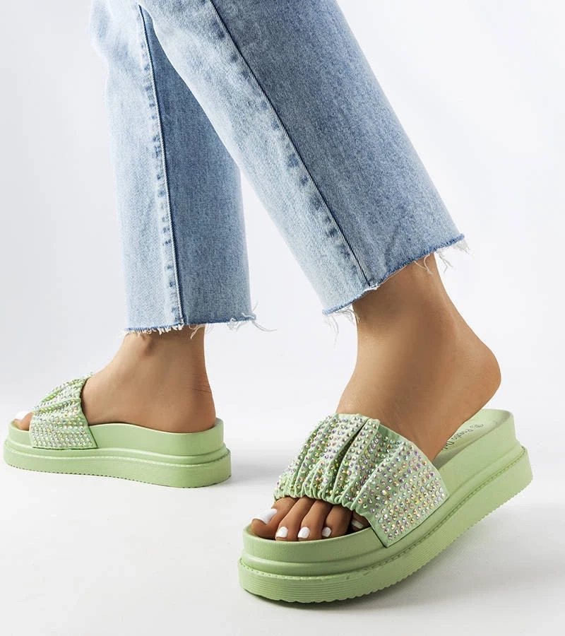 marka niezdefiniowana Șlapi verzi cu zirconii Franet