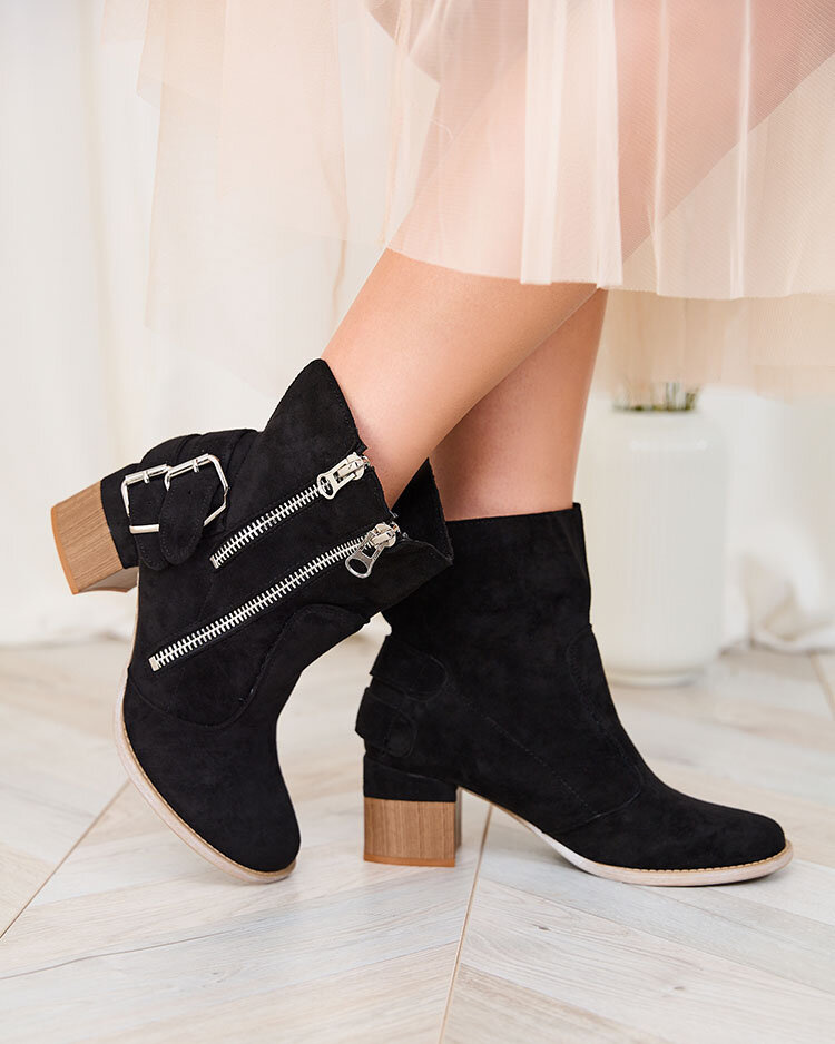 Resti Decorated heeled boots in black Zerta