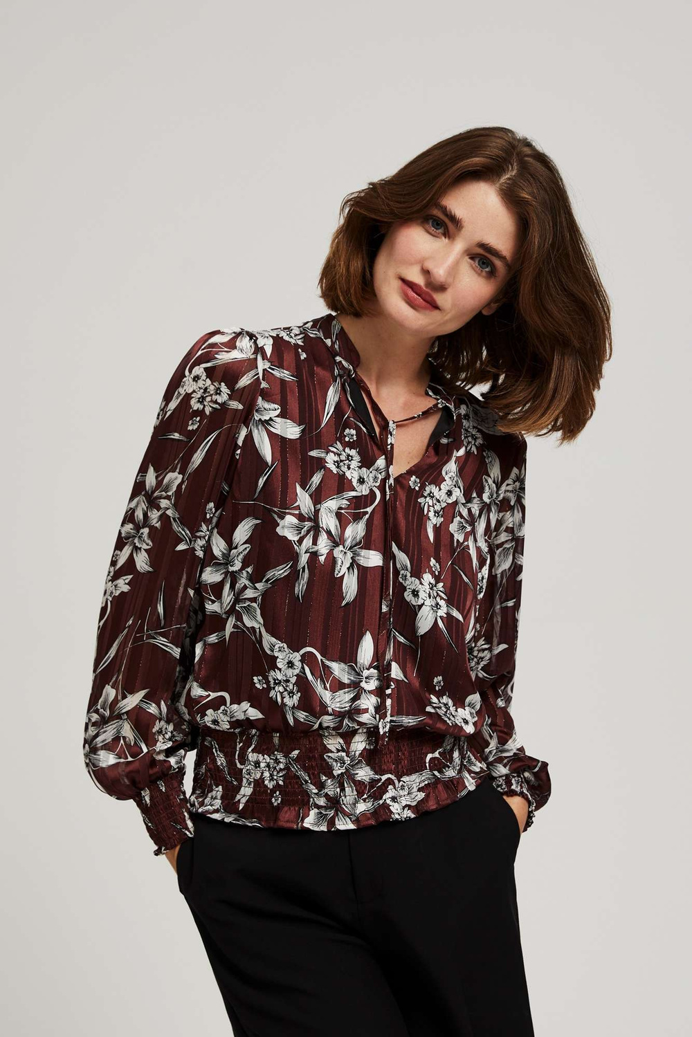 Marisse Chestnut Floral Pattern Shirt