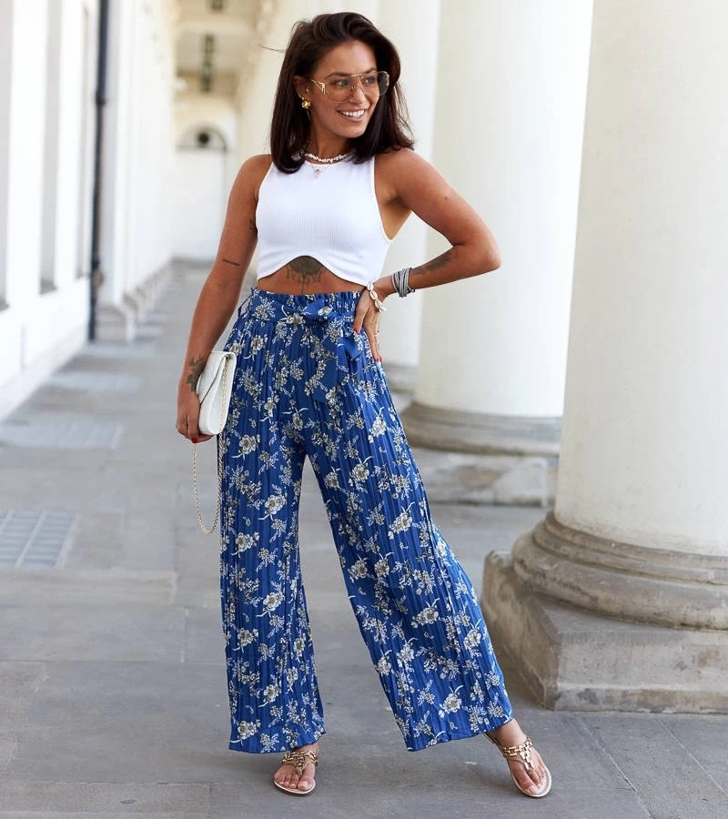 UR/CEO Navy wide pleated pants Manlio