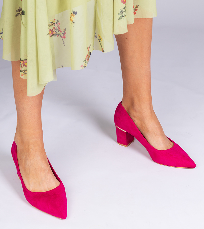 marka niezdefiniowana Pink women's pumps made of suede Wallos