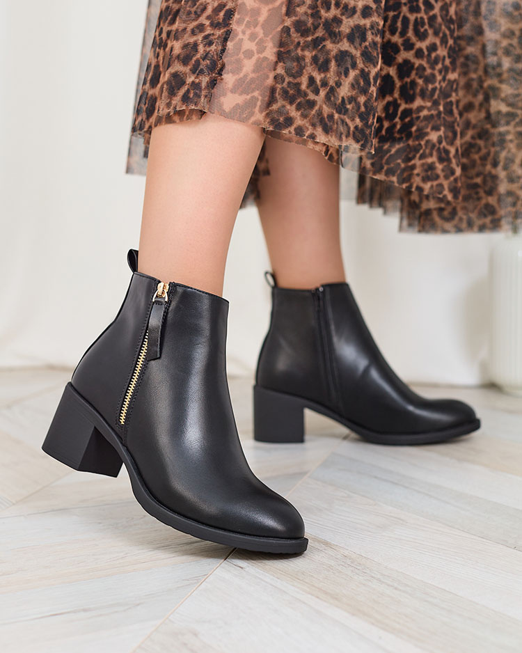 Resti Black eco leather women&#039;s low stiletto boots Rejerry