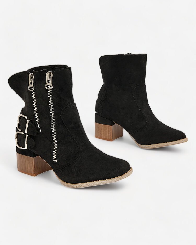 Resti Decorated heeled boots in black Zerta
