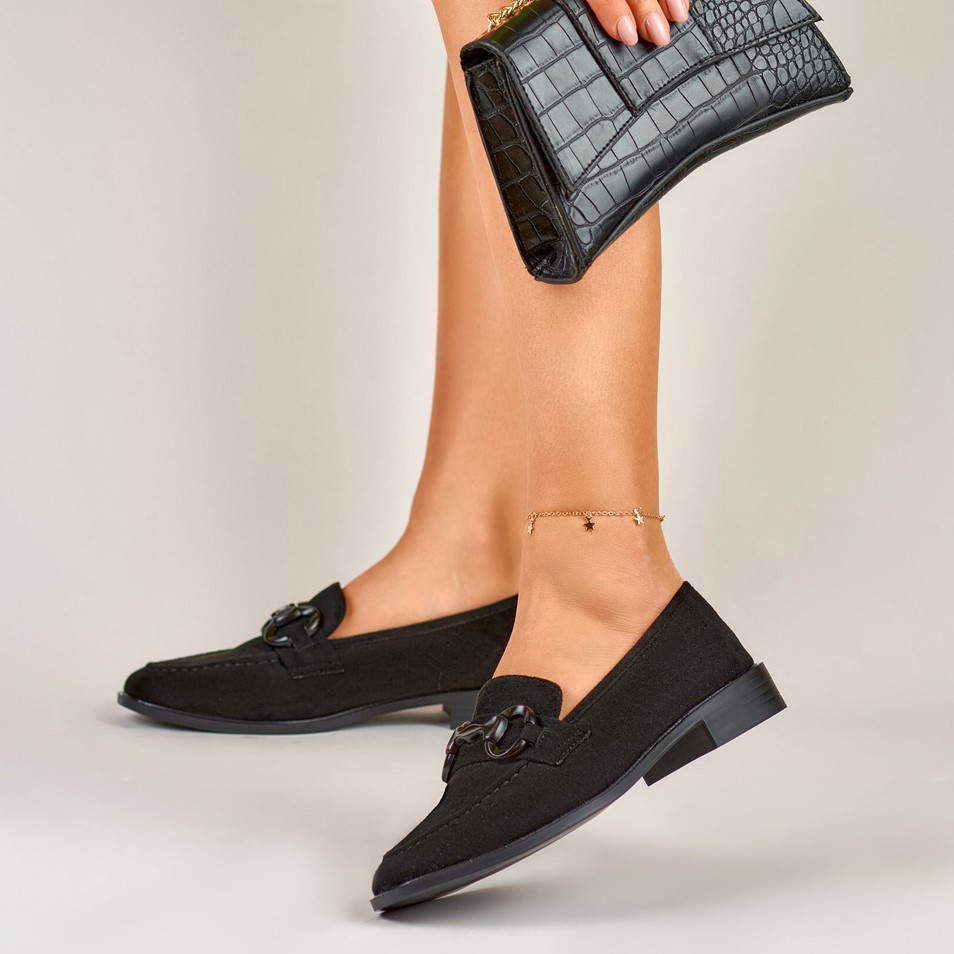 primohurt Czarne zamszowe półbuty damskie