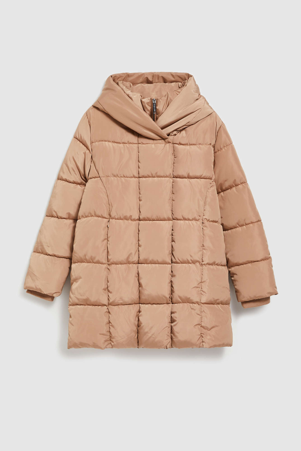 Marisse Quilted Jacket With Hood, Dark Beige