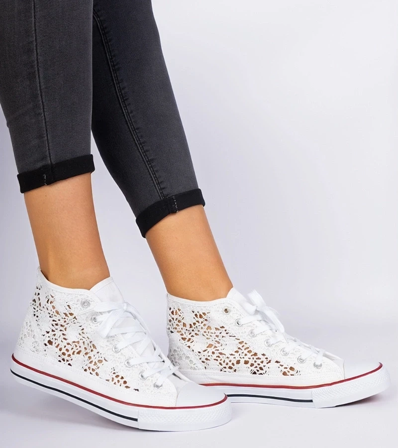 Gemre White women's lace sneakers Lesli