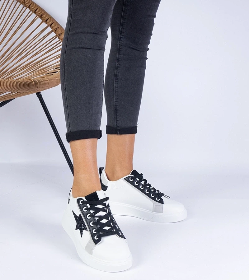 Gemre Adidași albi decorați cu stea sclipitoare Moransa