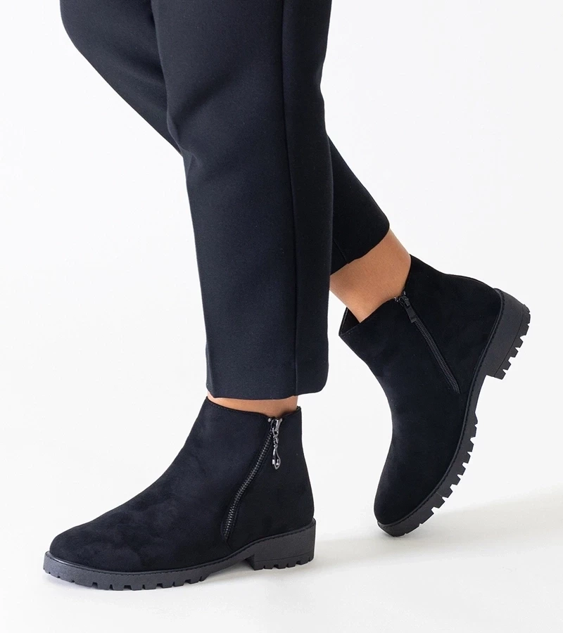 Gemre Botine negre cu inserții metalice din ecou-sams Branda.