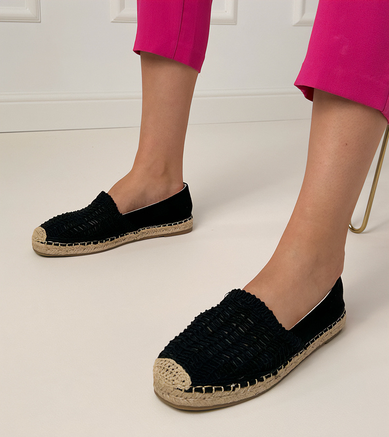 marka niezdefiniowana Espadrile negre decupate pe platformă Plevis