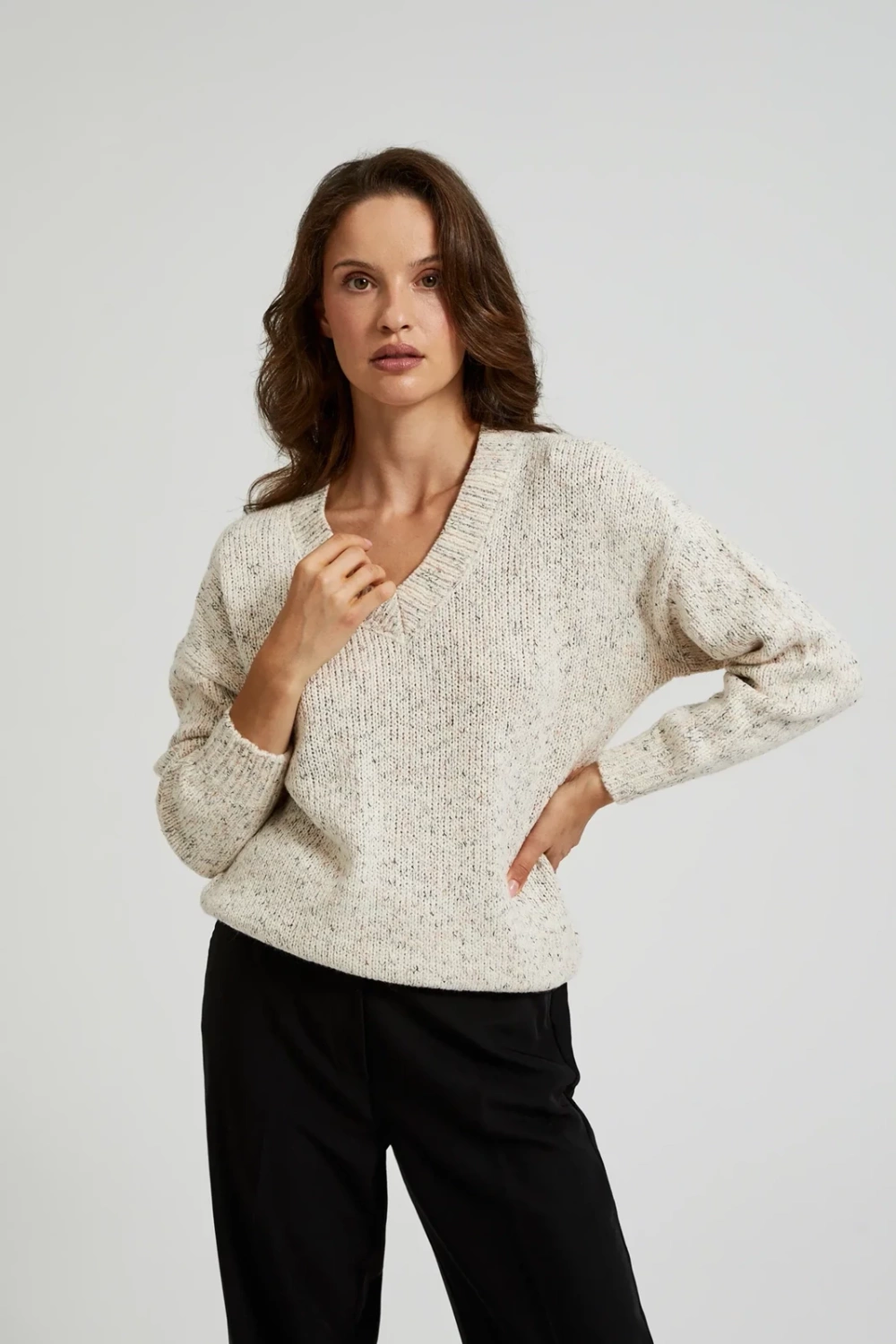 Marisse Women&#039;s Sweater Z-Sw-4501 L.Beige Mel