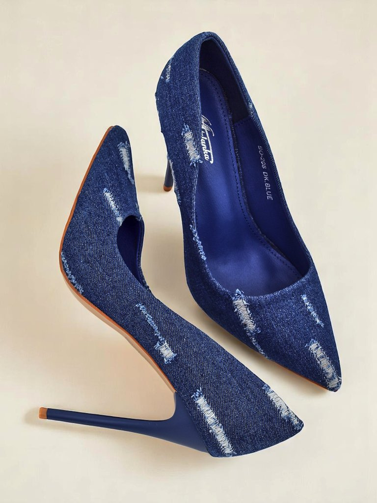 Resti Royal Fashion Women&#039;s Denim Chic Stiletto Pumps