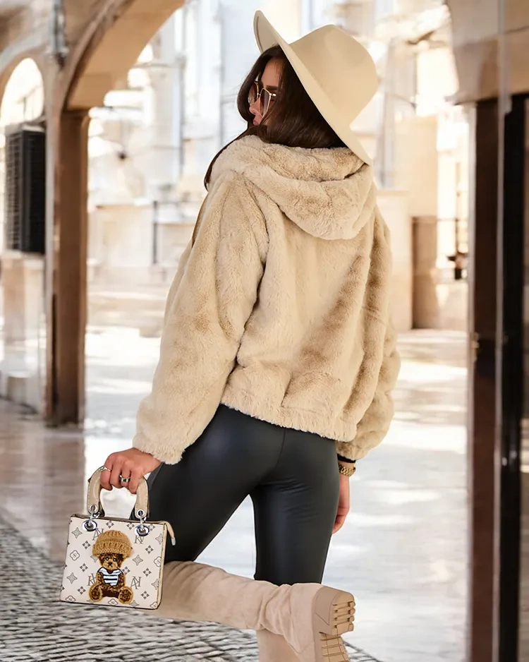 Resti Beige women's imitation fur jacket