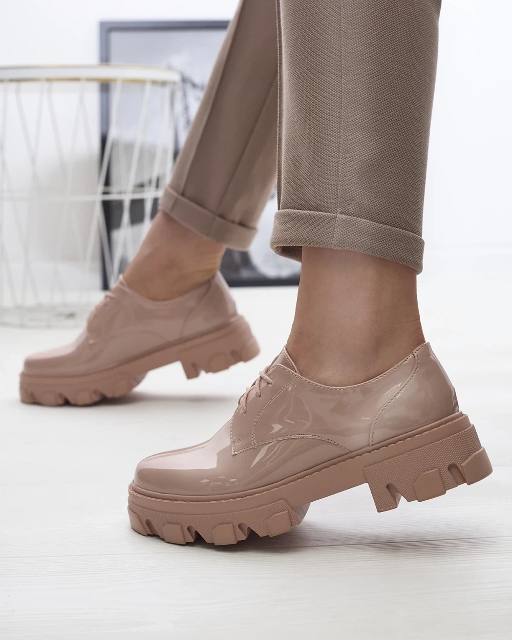 Resti Pink lacquered women's half shoes Delgor- Footwear