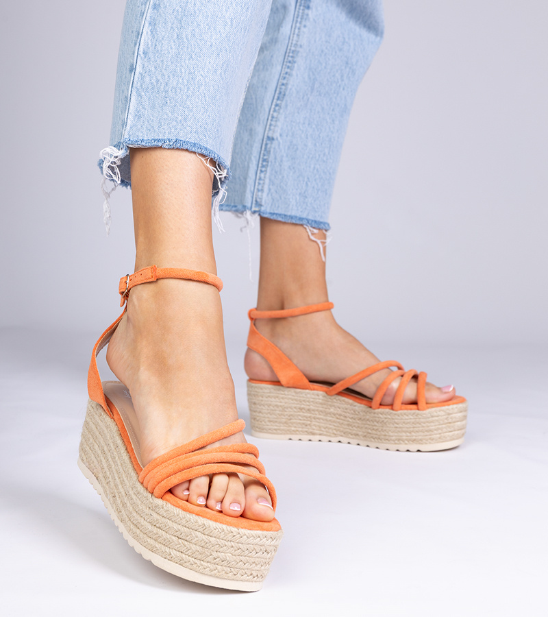 marka niezdefiniowana Orange platform espadrille sandals Panola