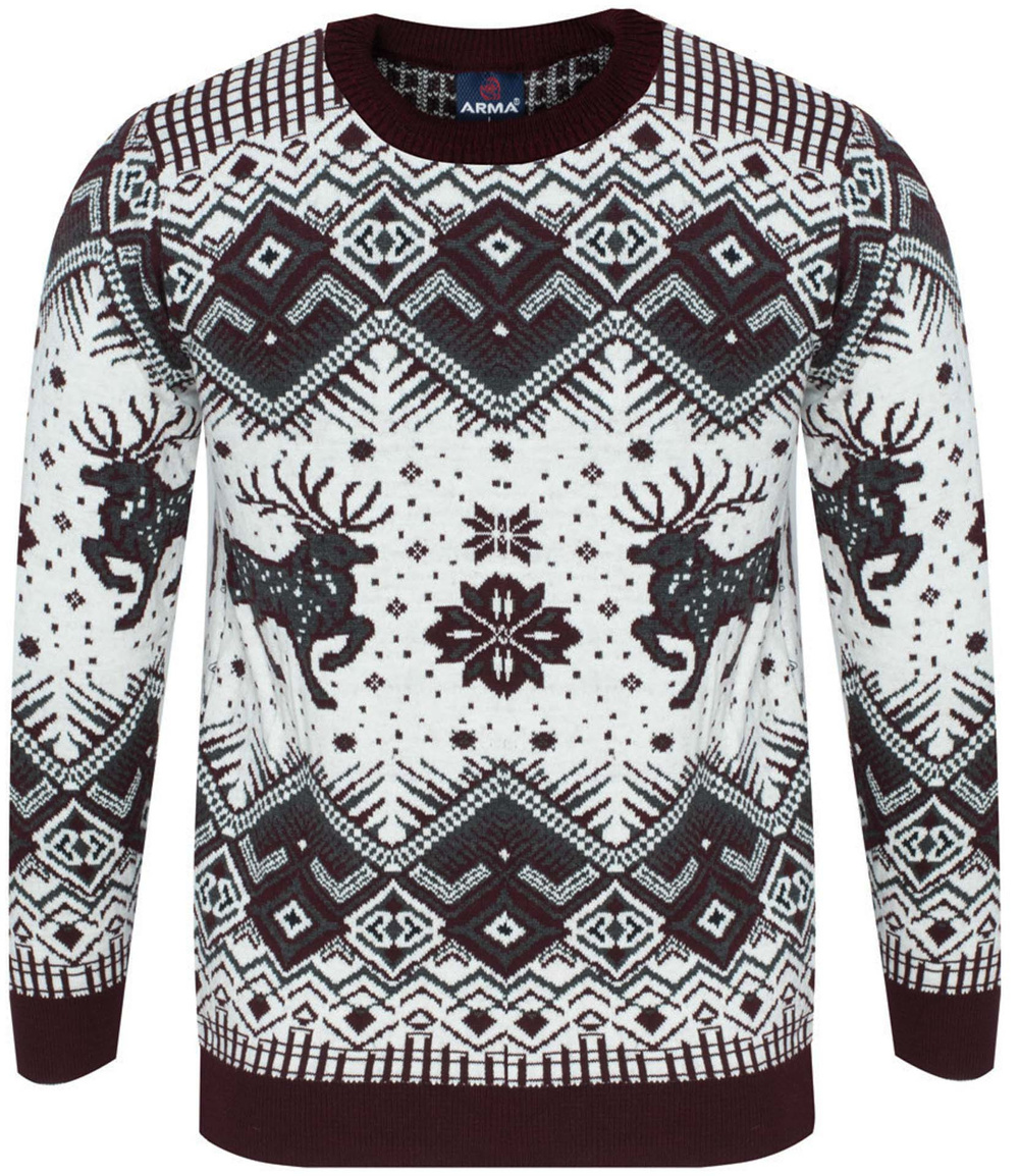 Мъжки бордо коледен пуловер
