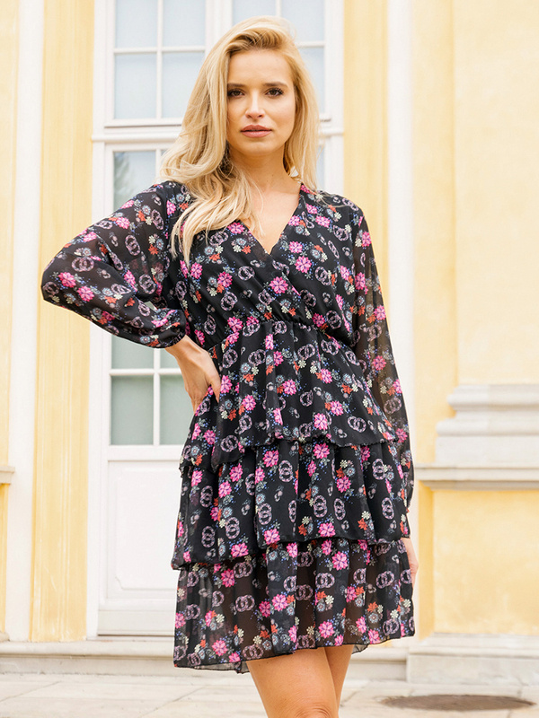 Resti Womens black floral dress - Clothing