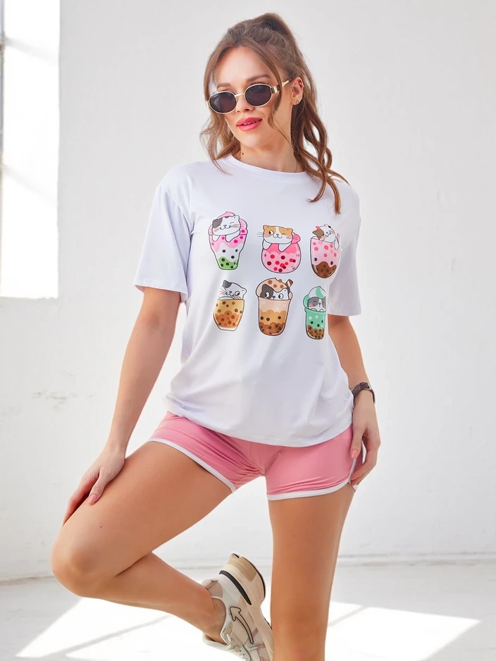 Resti Women's sports set with t-shirt and shorts Kitty Cat