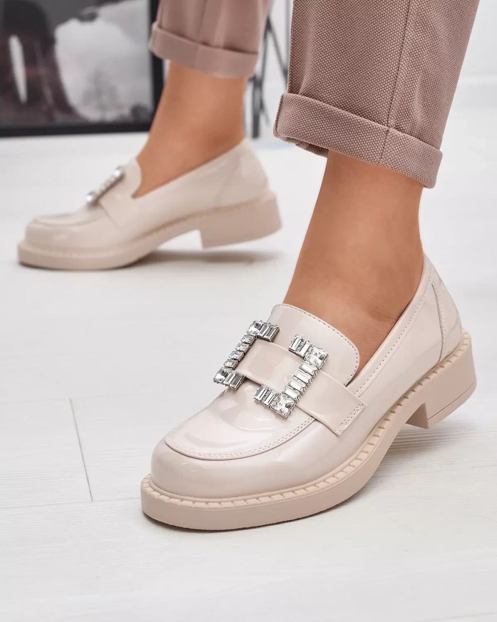 Resti Beige womens shoes with Larri crystals - Footwear