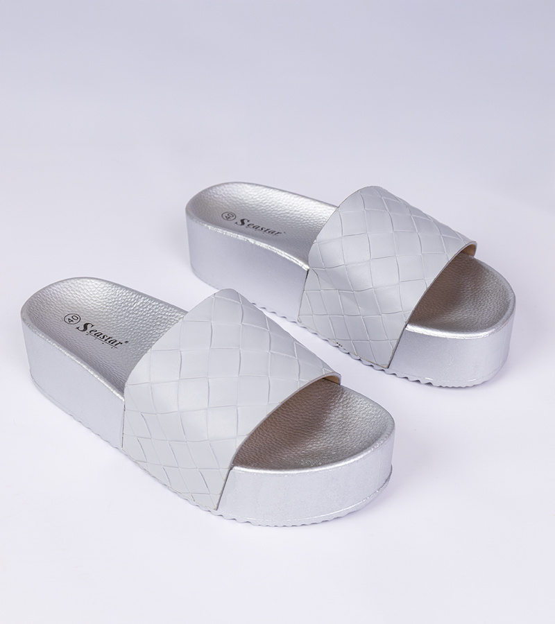 marka niezdefiniowana Gray embossed slides Kelisa