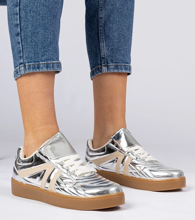 Gemre Adidași argintii lăcuiți pentru femei Keyla