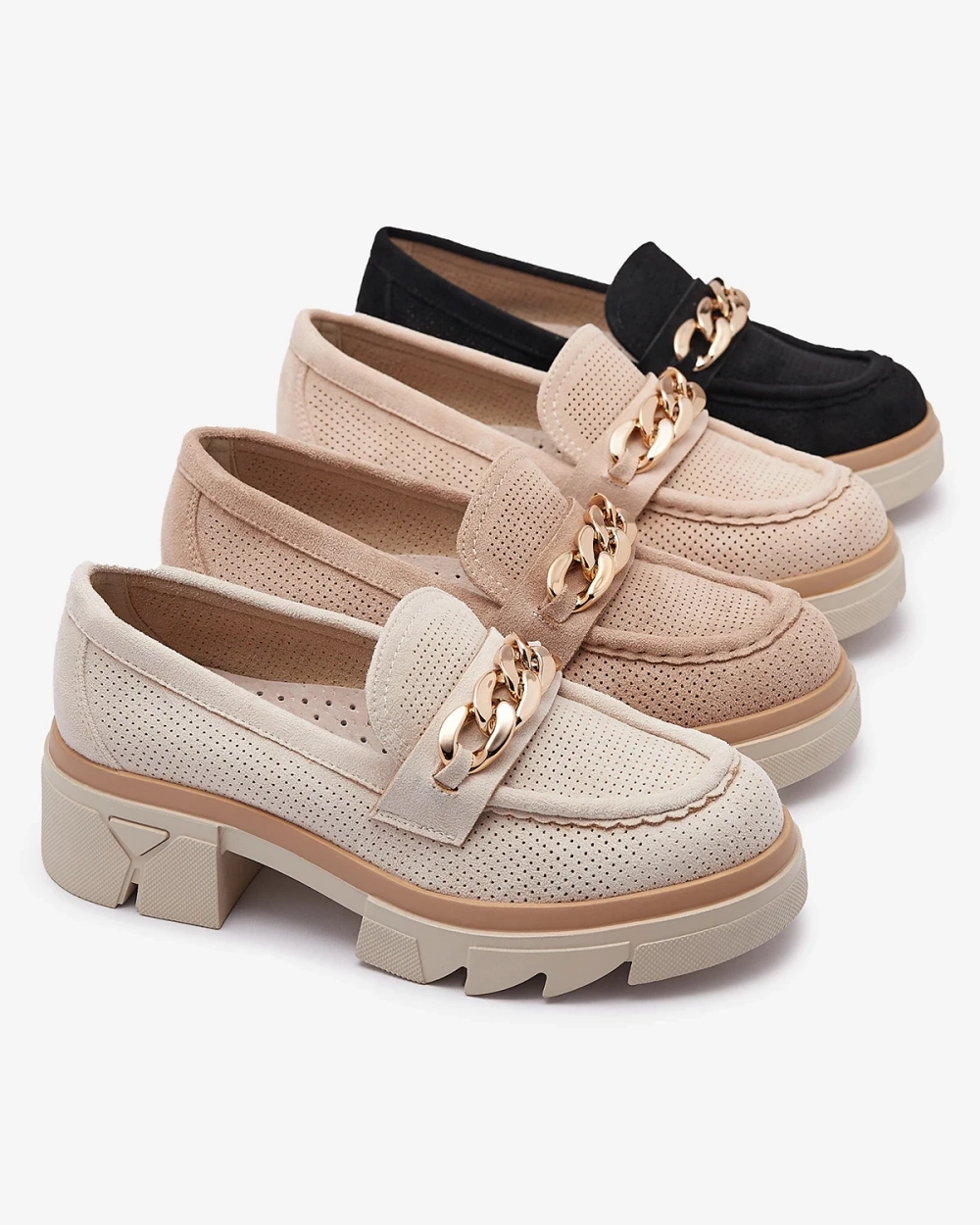 Resti Eco-suede moccasins with gold decoration in light brown Zaffix- Footwear