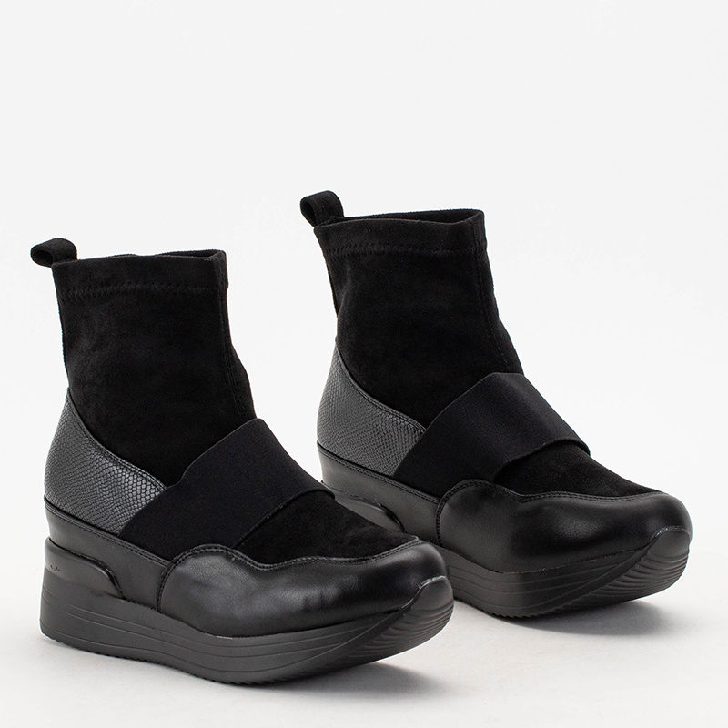 Resti Black women&#039;s slip-on boots with embossing Keleda - Footwear