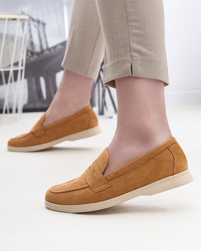 Resti Women's eco-suede moccasins in camel color Daffer- Footwear