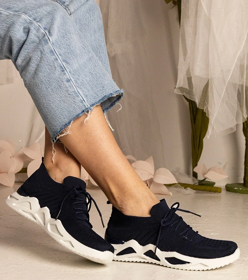 Gemre Sneakersuri albastre pentru femei cu guler tip șosetă Miyana