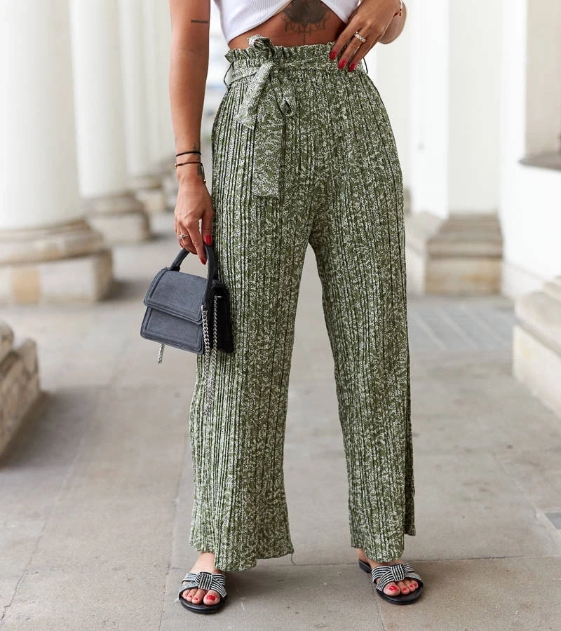 Gemre Roffeno - pantaloni plisati verzi