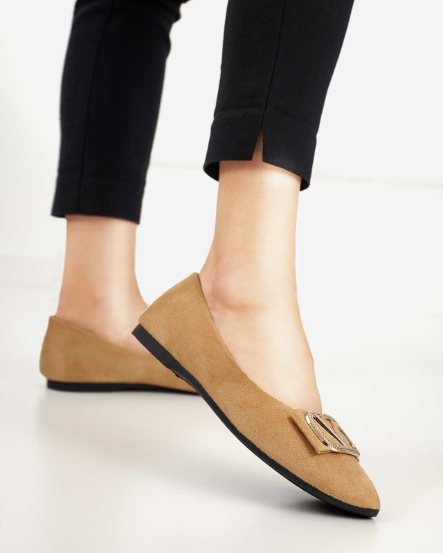 Resti Women&#039;s beige ballerinas with an ornament on the toe Cavo - Footwear