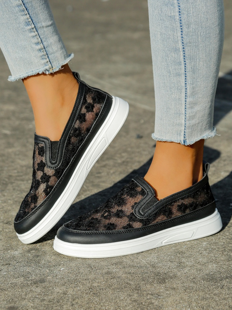 Resti Women's mesh loafers with flowers Emzos