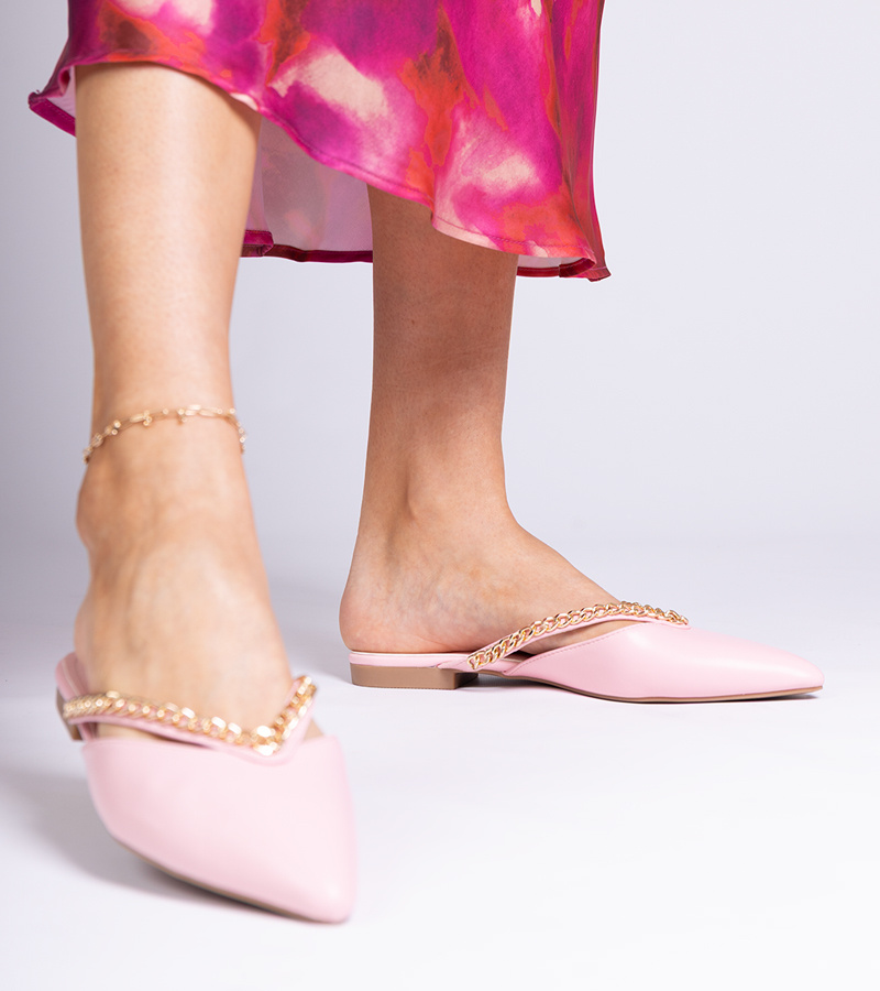 Gemre Sandale roz elegante decorate cu lanț Gerita