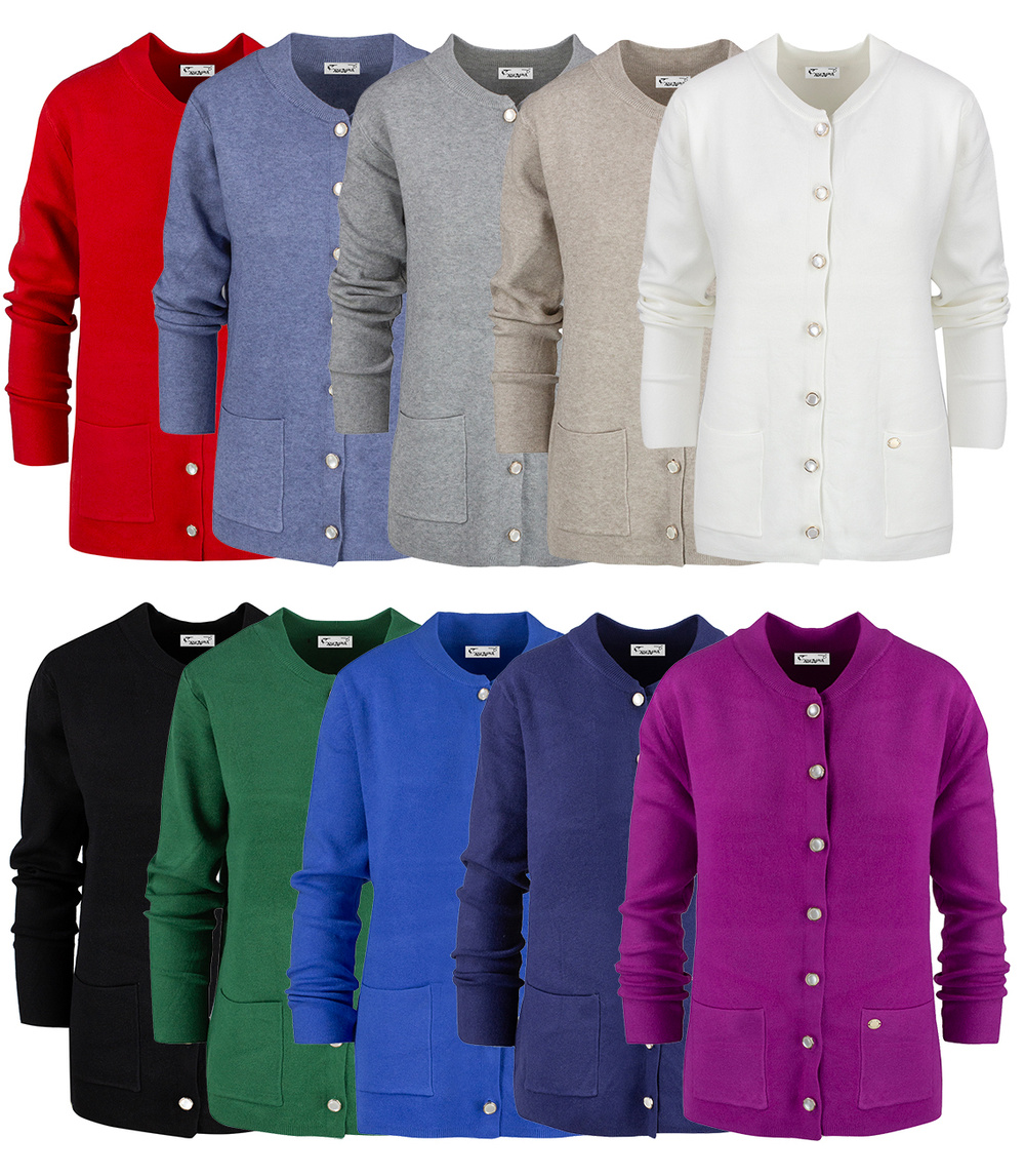 Pri Classic warm thick short cardigan sweater EMILIA decorative buttons