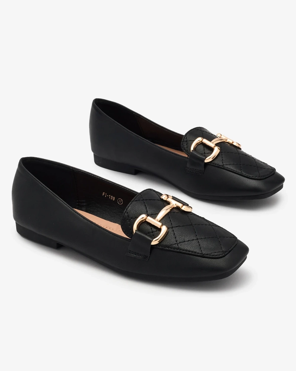 Resti Black women&#039;s quilted moccasins with gold embellishment Wetifa