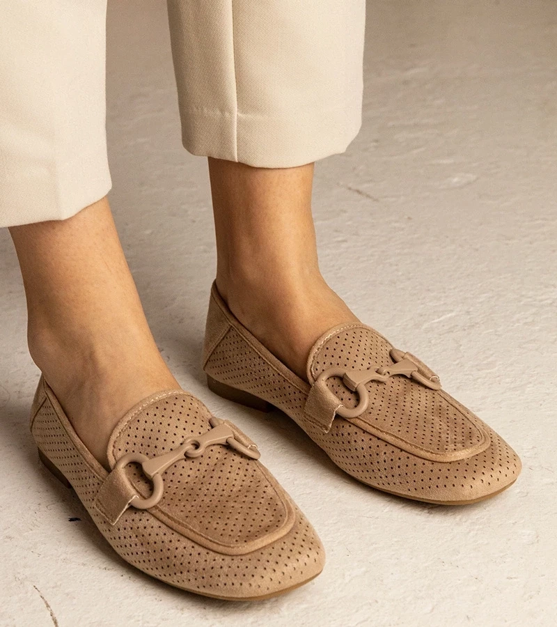 Gemre Mocasini de damă maro perforați cu ornament Mensory