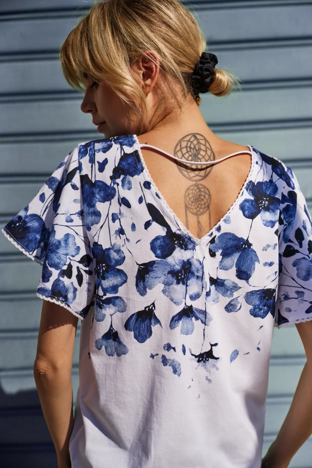 Marisse White Cotton Floral Blouse