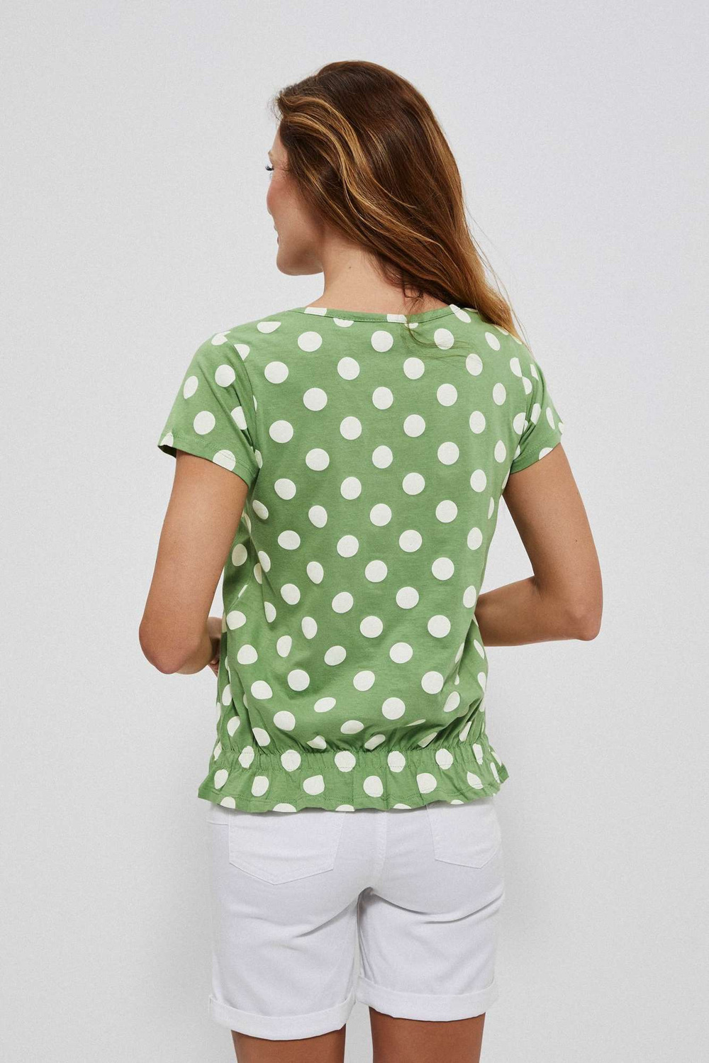 Polka dot blouse with a V-neck