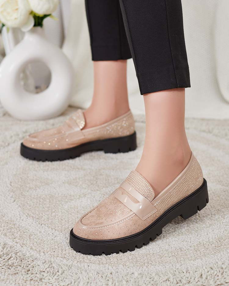 Resti Women&#039;s moccasins with zircons Shineshine